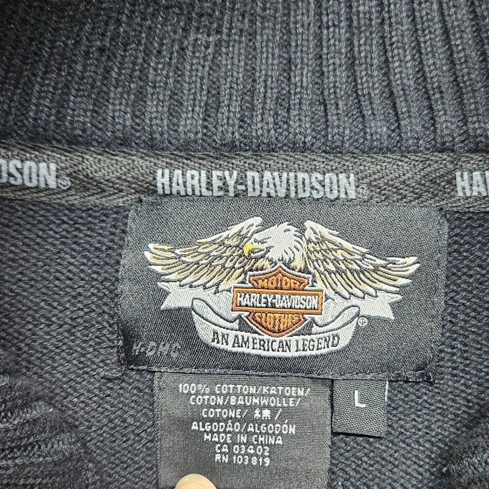 Harley-Davidson 1/4 Zip Sweater Mens L Black Pink/Red Embroidered 96350-11VM